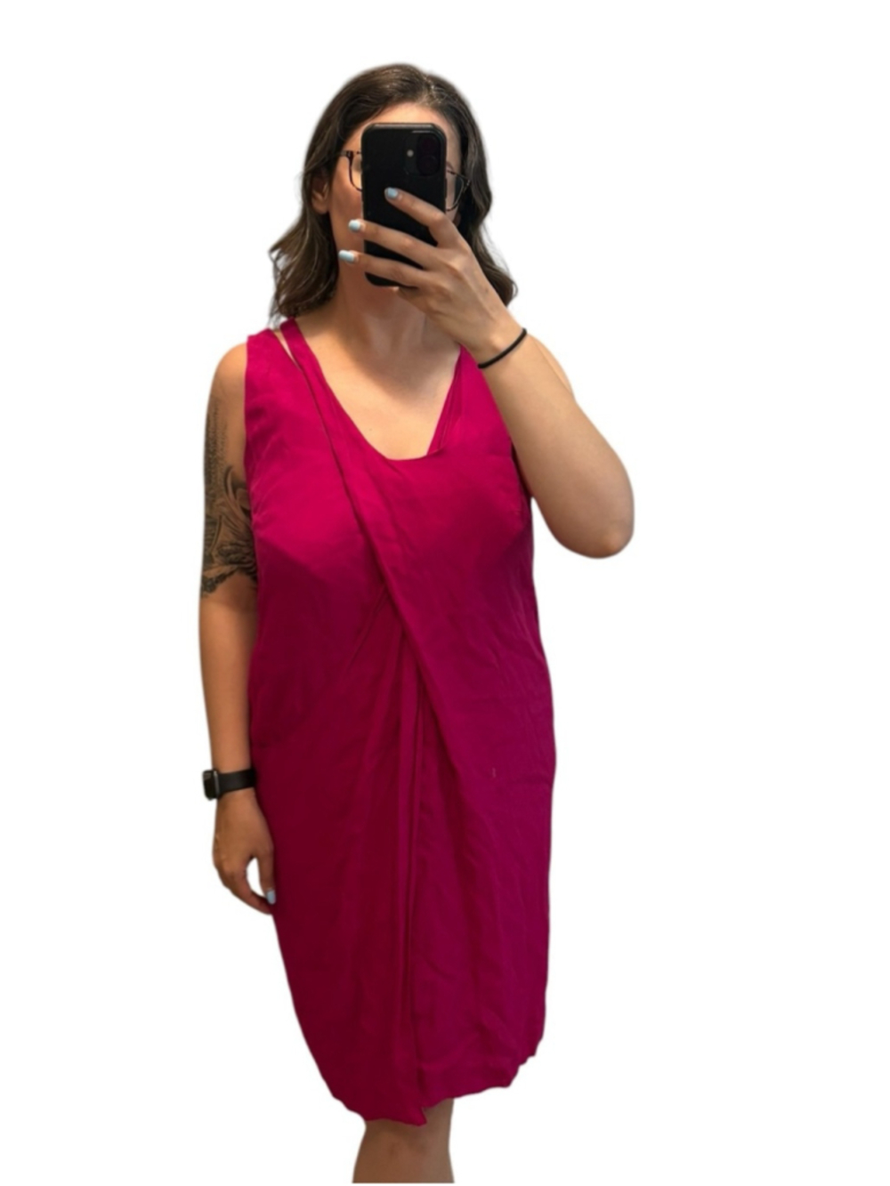 Veronika Maine Pink Sleeveless Wrap Dress – Elegant Draped Midi Dress Sz 12